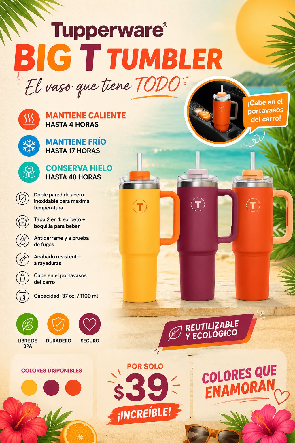 Tupperware Big T Tumbler - El Vaso que Tiene TODO